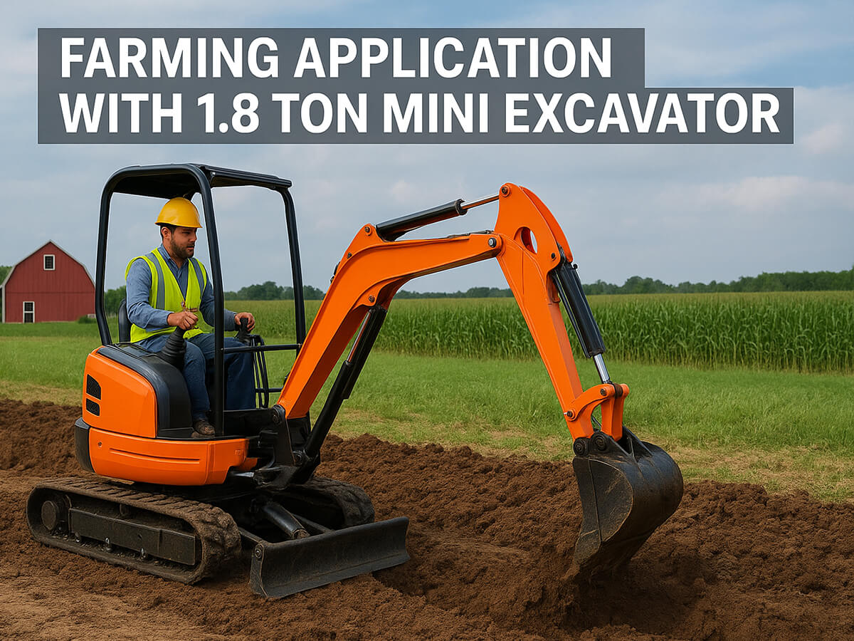 1.8 ton mini digger, farm excavator, agricultural compact excavator